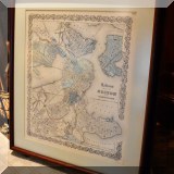 A09. Framed antique map of Boston. 
